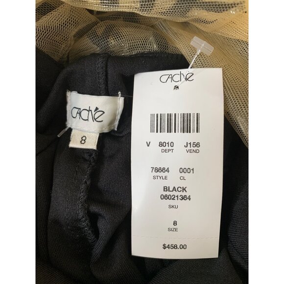 Cache Black Beaded Mesh & Jersey Evening Gown Size 8 RF10611 NWT $458 Formal - Picture 6 of 15